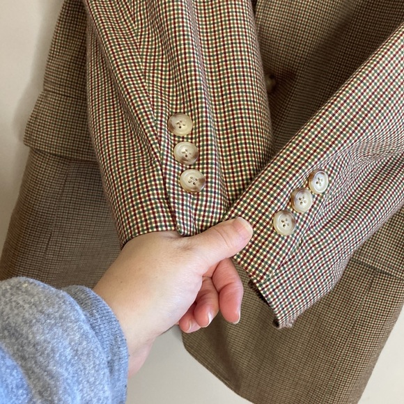 Brooks Brothers Sport Coat Mens 39S Tan Red Green Check Blazer Made in USA - Picture 9 of 15